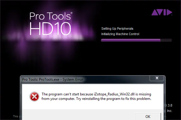 Problema izotope_radius_win32.dll en Pro Tools [Solución]