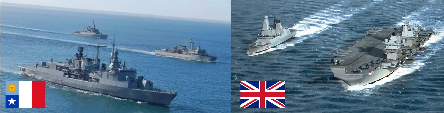 GUERRA: Argentina vs Inglaterra (con aliados)
