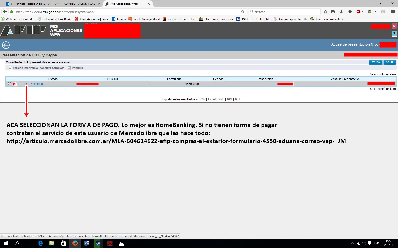 formulario 4550
