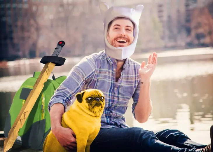 Él quería una tierna foto, pero su pug no.