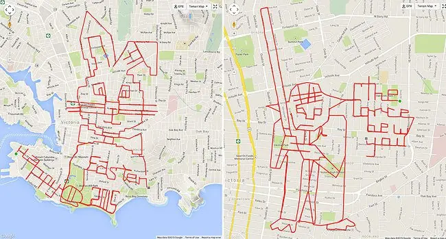 Hace dibujos con un GPS y una bici
