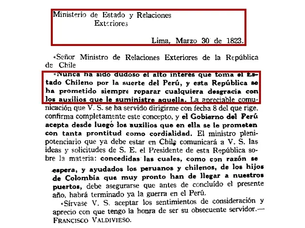 Cartas peruanas para Chile