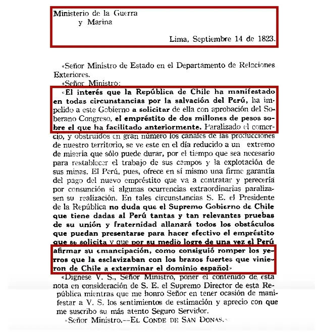 Cartas peruanas para Chile