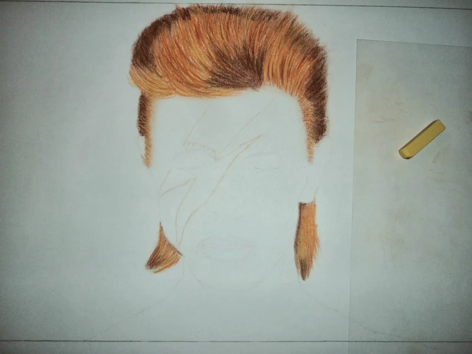 Retrato de David Bowie en técnica pastel Retrato de David Bowie en técnica pastel