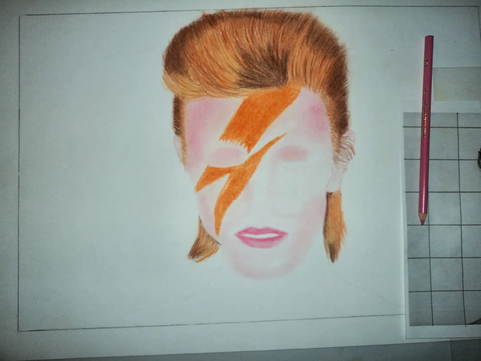 Retrato de David Bowie en técnica pastel Retrato de David Bowie en técnica pastel