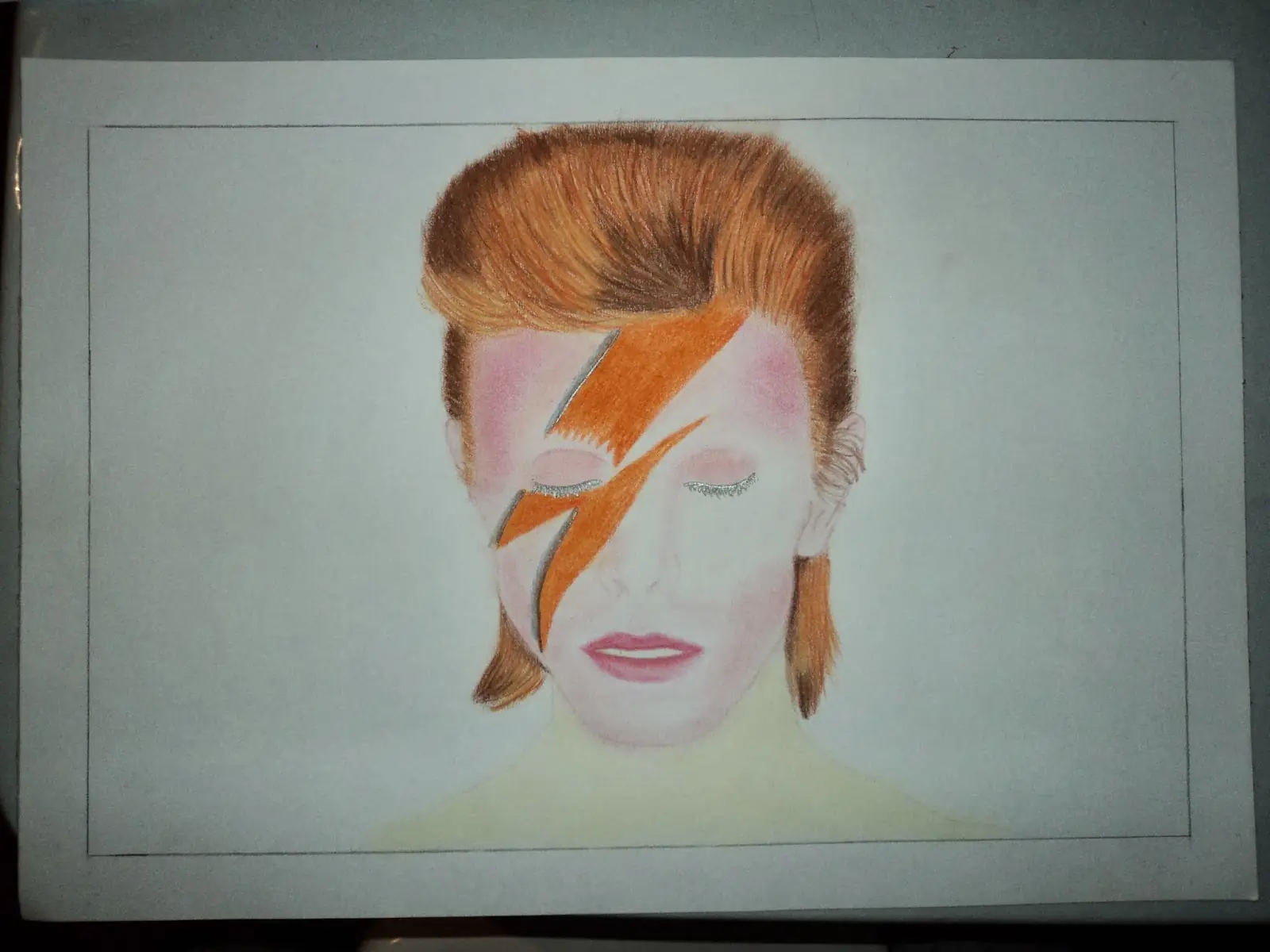 Retrato de David Bowie en técnica pastel Retrato de David Bowie en técnica pastel