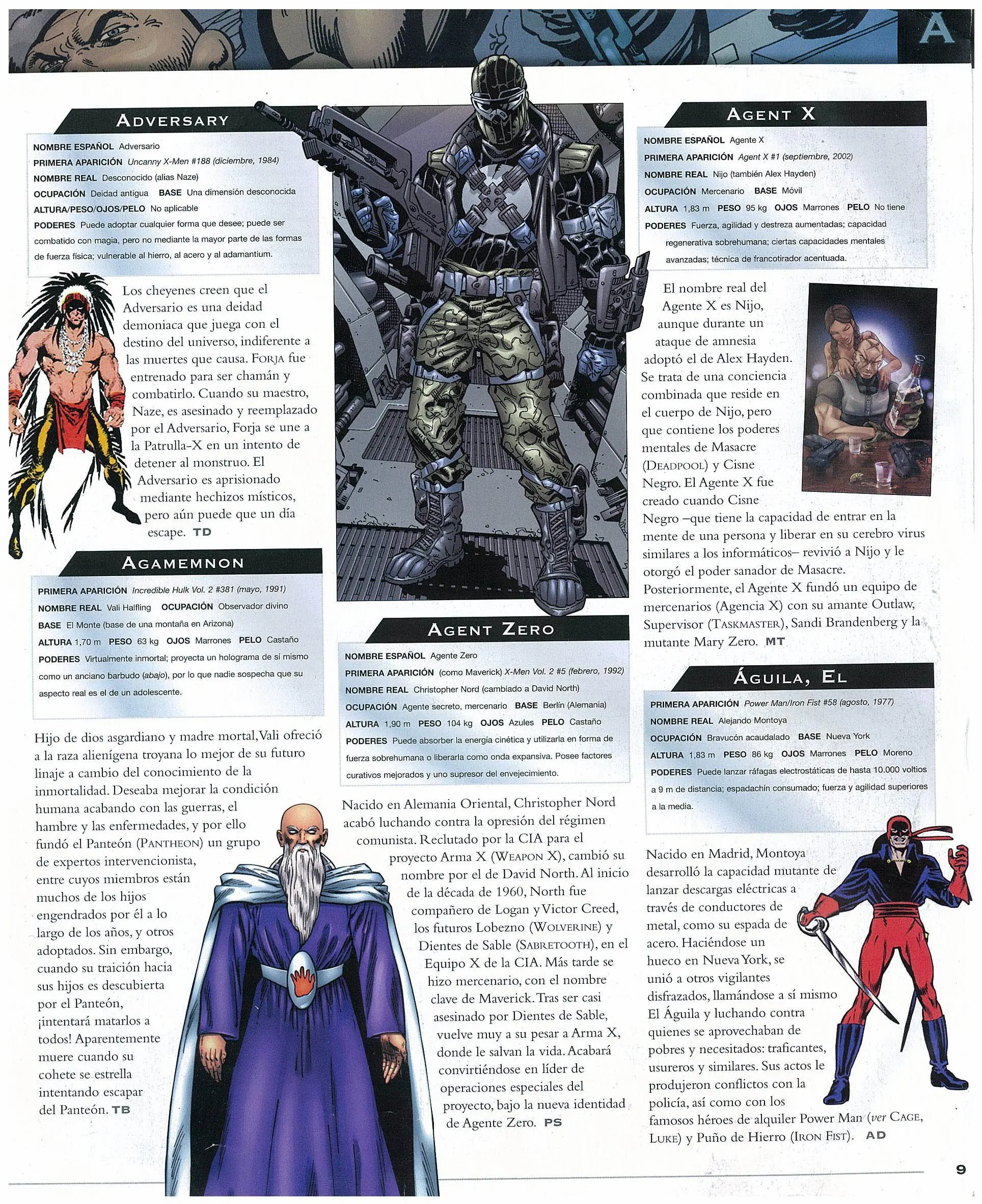 Thor Spiderman Hulk  Punisher Deadpool Wolverine Iron man La cosa La mole capitan America Antorcha Humana Fenix Charles Xavier
