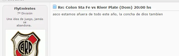 Hinchas de River durante partido vs Colon
