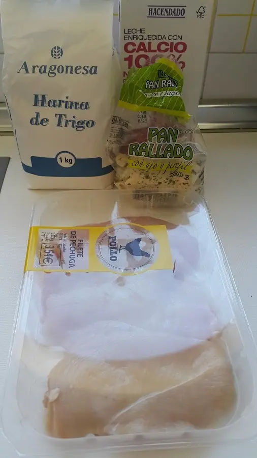 Pollo empanado sin huevo