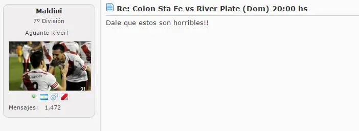 Hinchas de River durante partido vs Colon