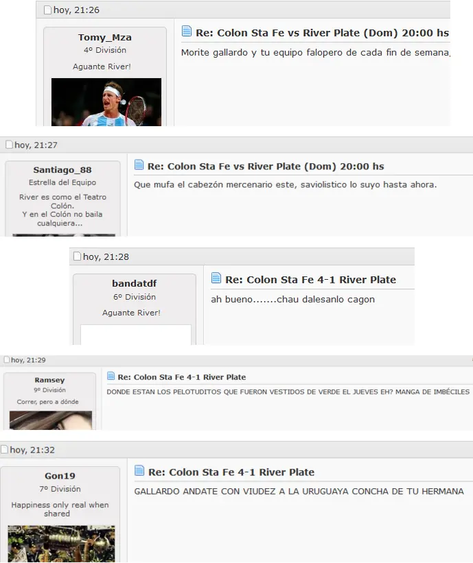 Hinchas de River durante partido vs Colon