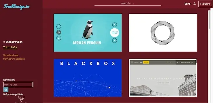 FreshDesign, recopilación de webs visualmente atractivas y r