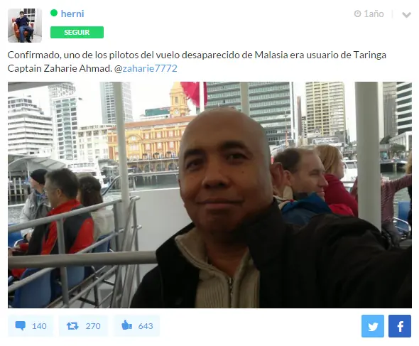 Volvió de la muerte el copiloto del MH370? Era taringuero