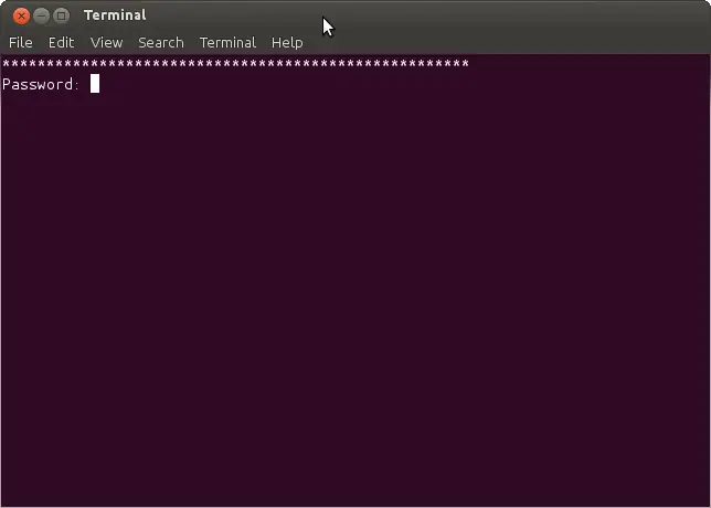 Password al ejecutar terminal en GNU/Linux (Ubuntu)