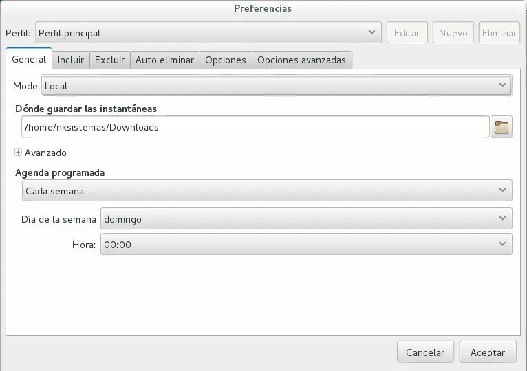 Backups automáticos en Linux con Back in time