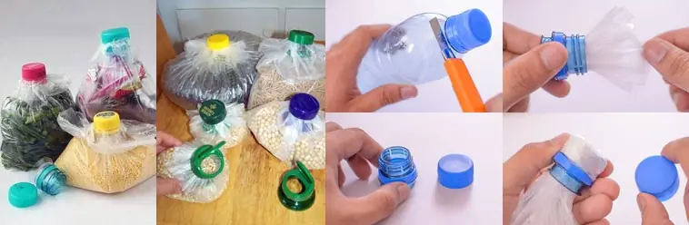 sellando las bolsas para conservar su interior