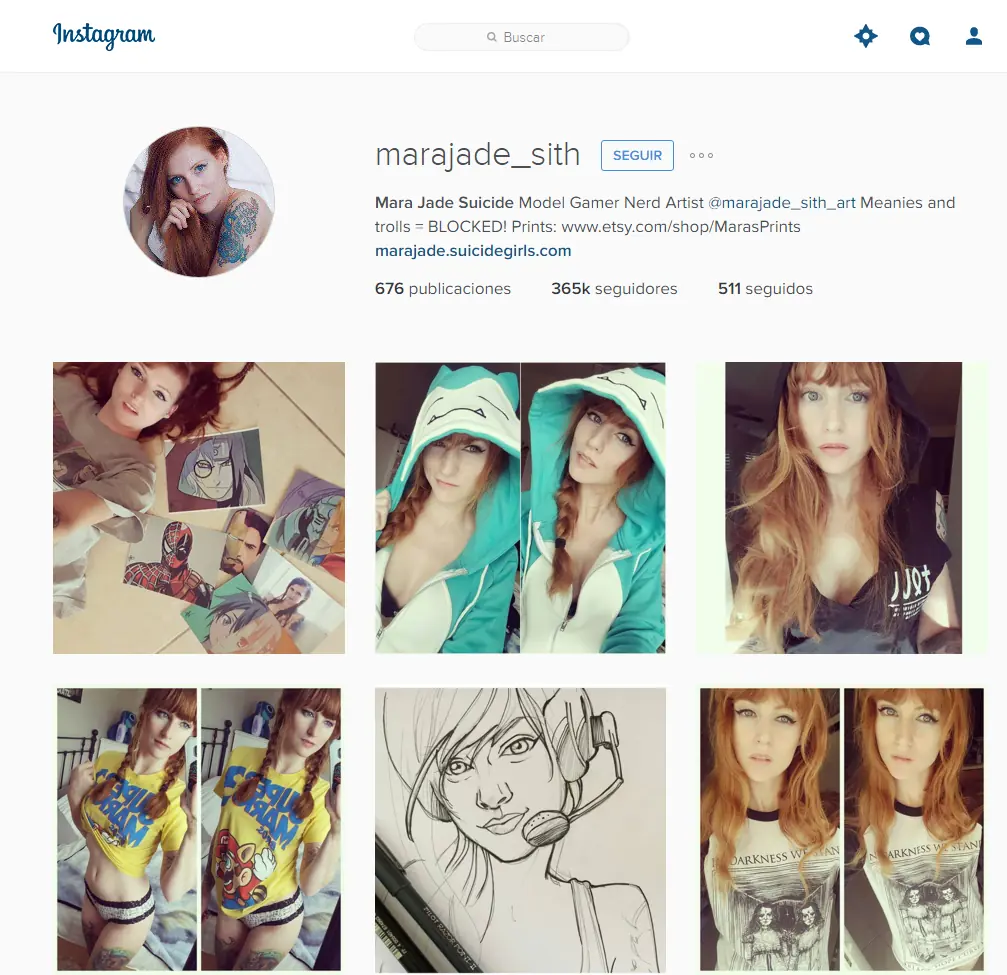 Suicide Girls en Instagram: Mara Jade (post resubido)