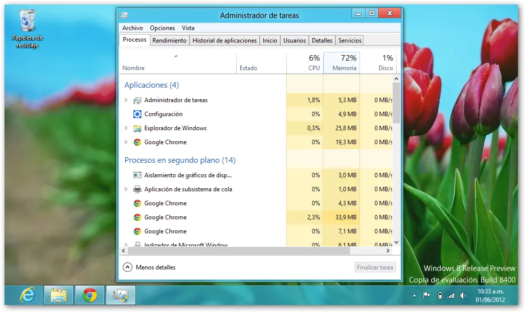 Instalé Windows 8 en la Netbook "del gobierno" y