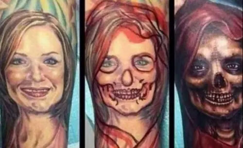 Le cubren el tatuaje de su ex con el rostro de satán