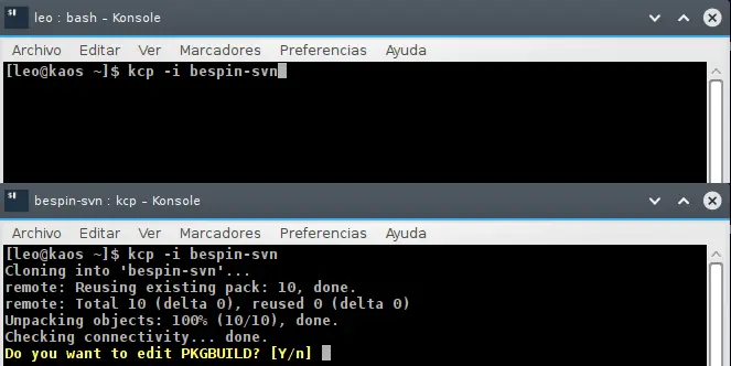 Instalar programas con KCP en KaOS
