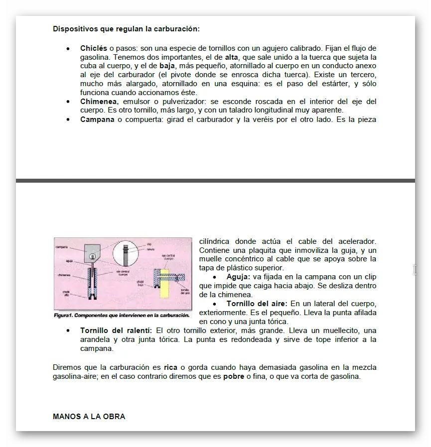 Carburacion reglas para puesta a punto