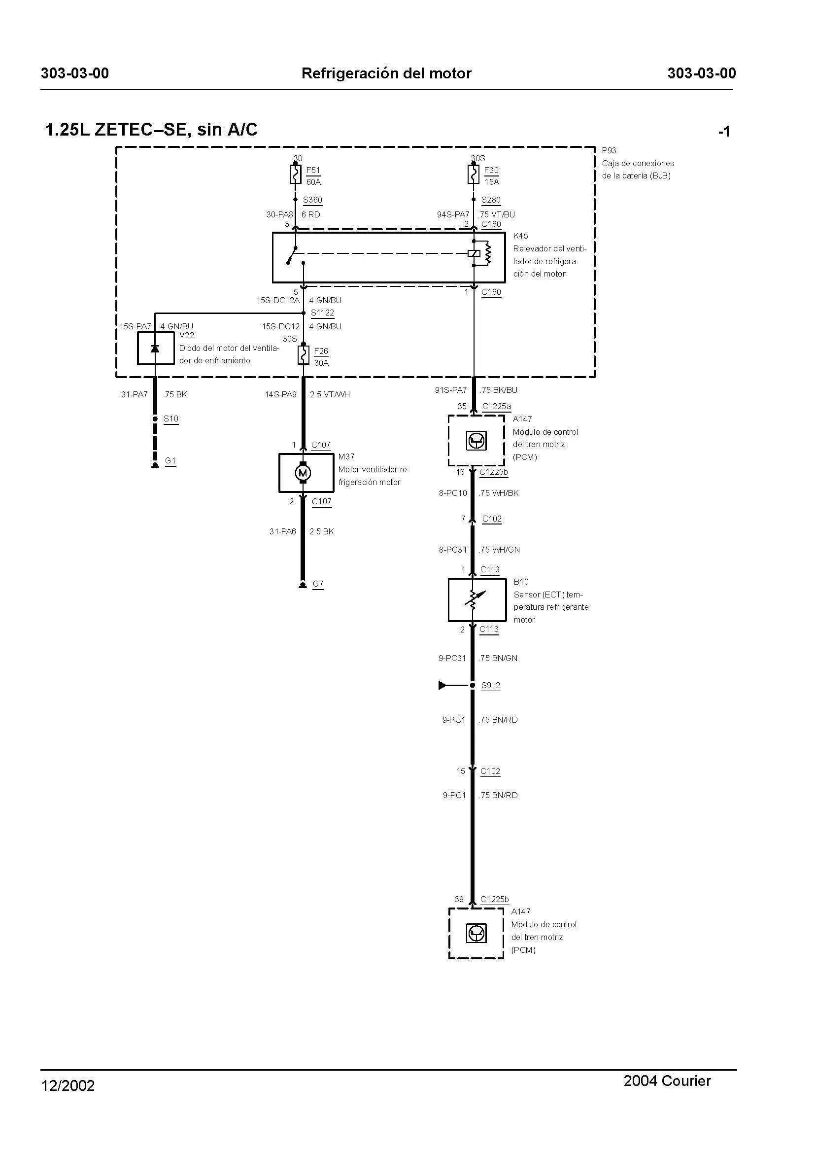 ford courier diagrama de cableado parte 3