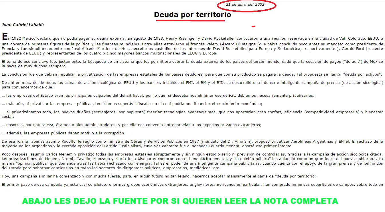 deuda por tierra