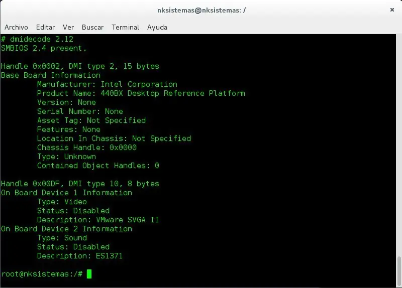 Detalle de hardware con dmidecode en Linux