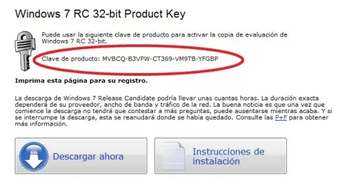 key para windows 7