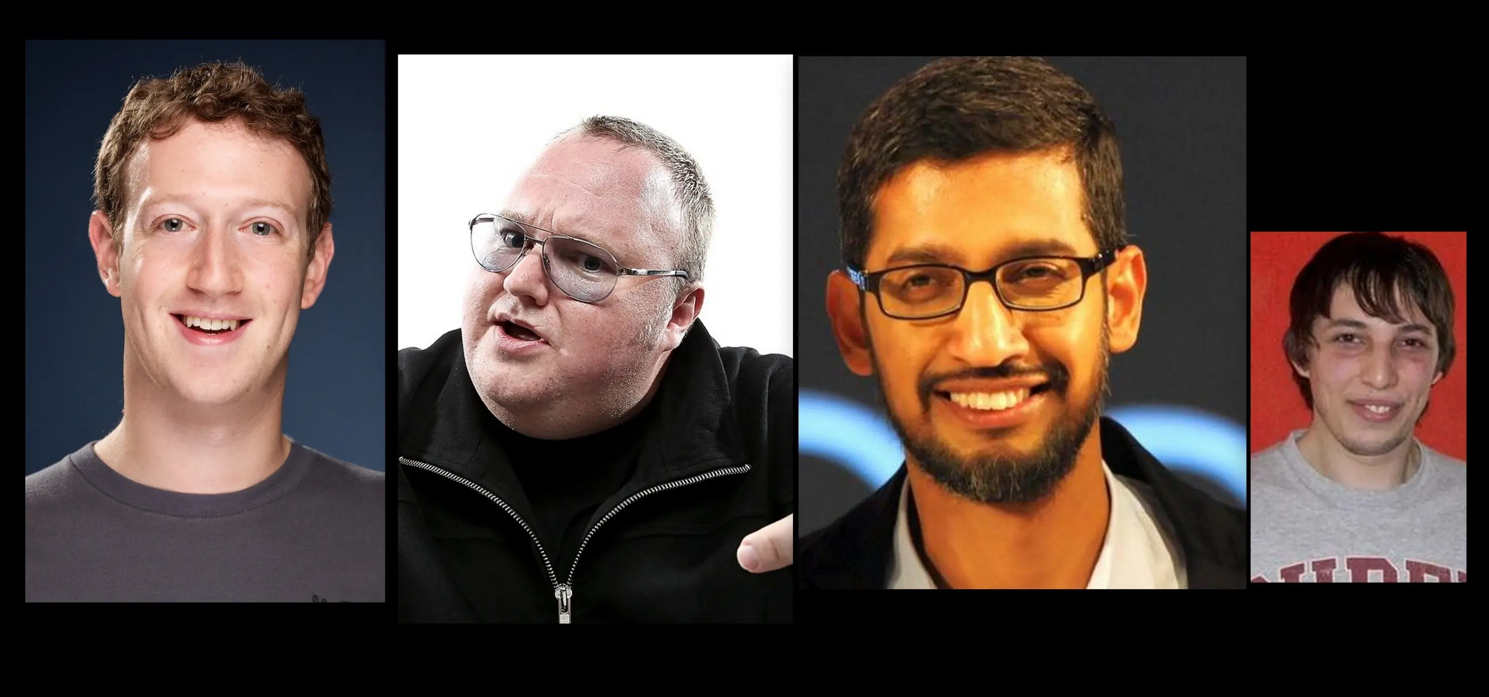 Estaban mark zuckerberg, kim dotcom, sundar pichai y herni.