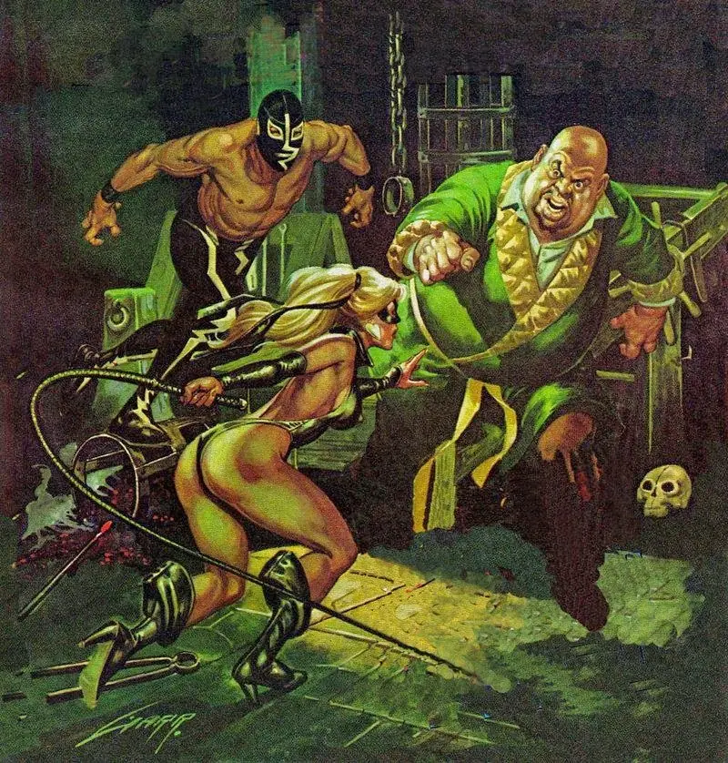 Luchadores,vaqueros y chicas ,RAFAEL GALLUR ilustrador(Mex)