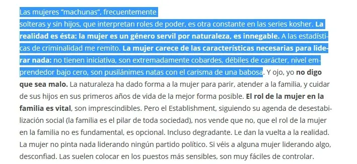 Opresor, intolerante y machista en la red: