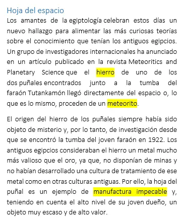 El puñal de Tutankamón es extraterrestre
