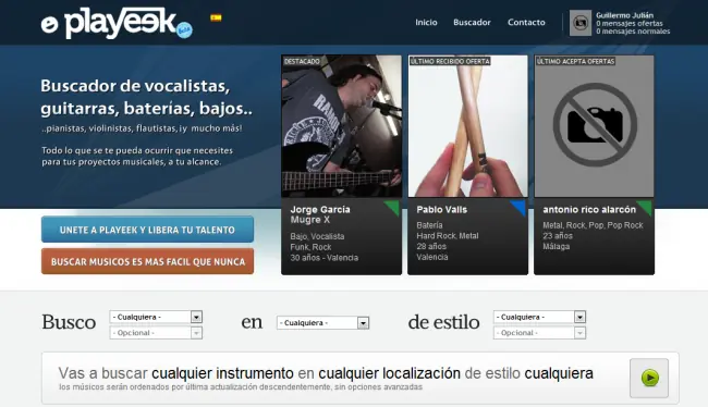 Playeek, la primera web para musicos