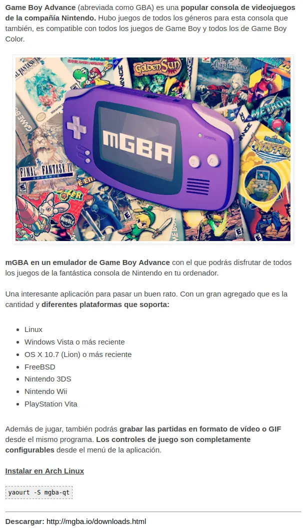 Jugar a Game Boy Advance en Linux con mGBA