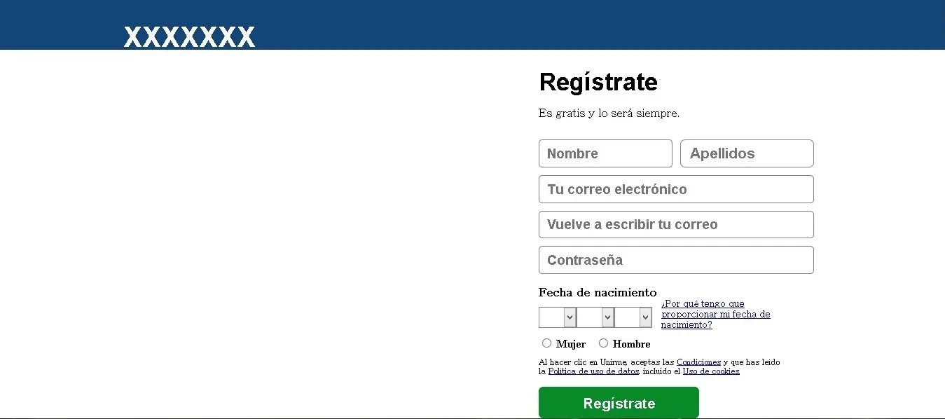 Formulario Estilo Facebook