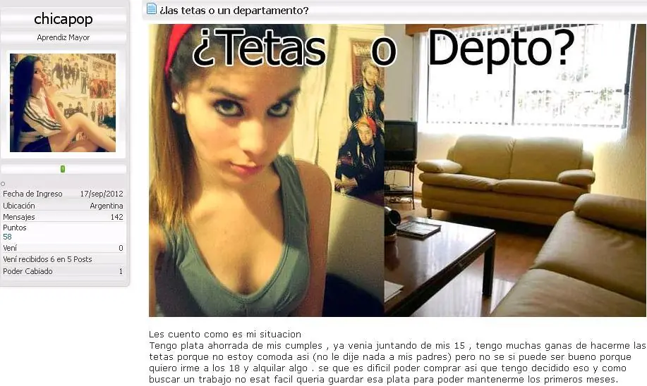 ¿las tetas o juntar para un departamento?