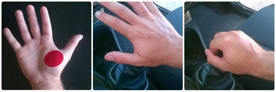 Posición de la mano en la palanca de cambios Posición de la mano en la palanca de cambios