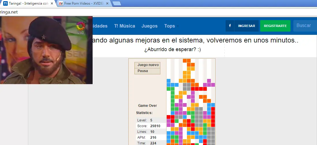 el comandante me salvo cuando jugaba al tetris de Taringa
