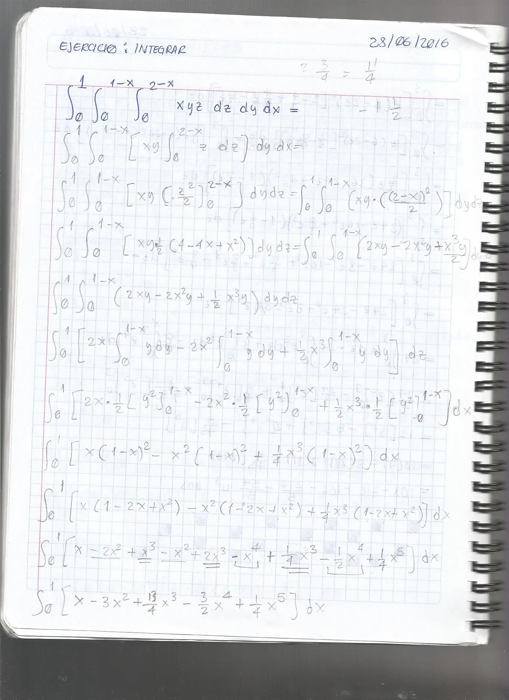 ejercicios de integrales triples resueltas