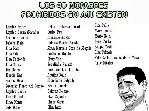 Los nombres prohibidos [+1 por casa risa]