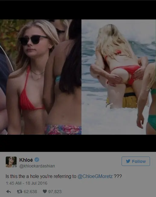 Khloé Kardashian se burla de Chloë Moretz en Twitter!!!