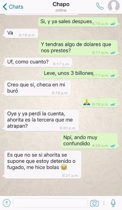 WhatsApps entre el Chapo y Peña Nieto antes de la recaptura
