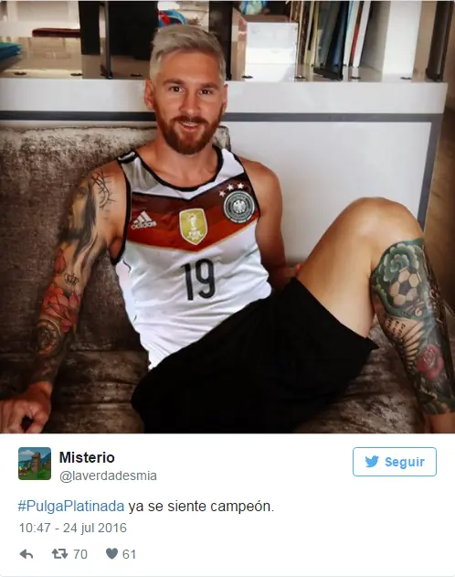 Los memes por el nuevo pelo de Messi platinado