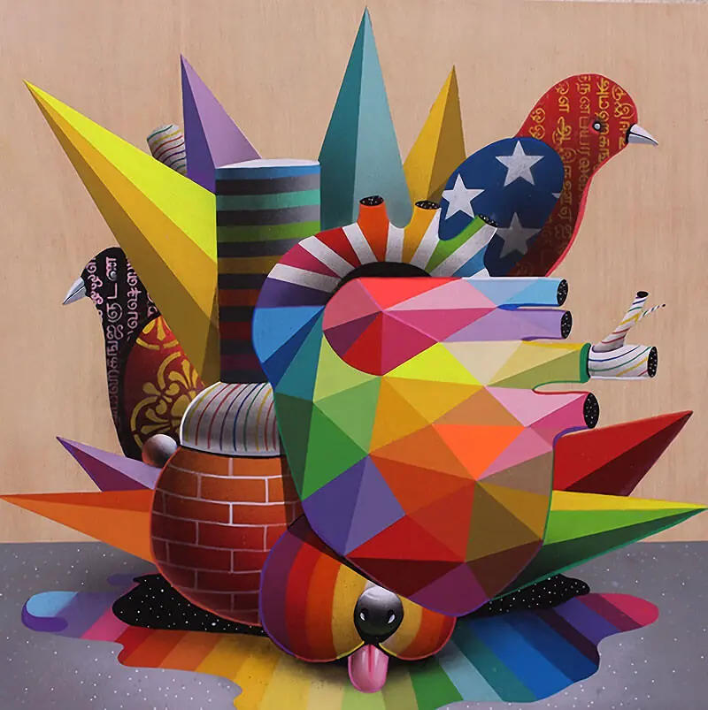 Explosión de color en la geométrica de Okuda San Miguel.