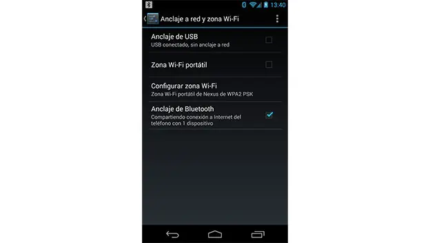 Compartir conexión desde Android por WiFi, USB y Bluetooth