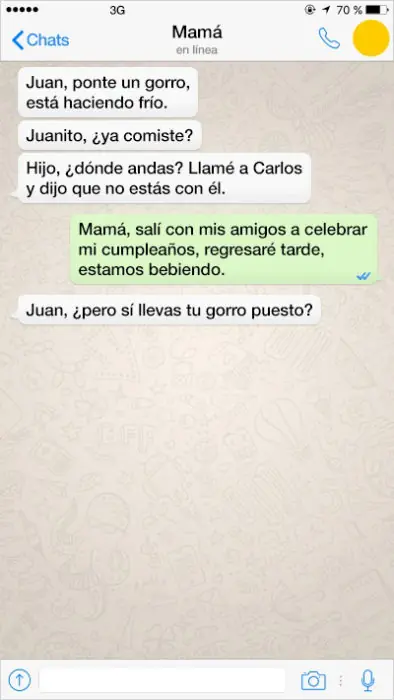 Mensajes de texto q solo pudieron haber enviado papá o mamá