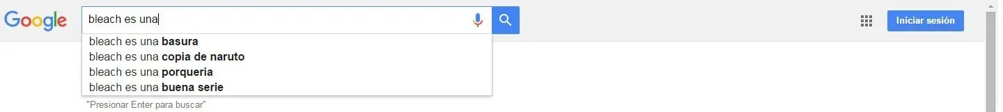 Autorrellenado de Google, que pone adjetivos a los Animes