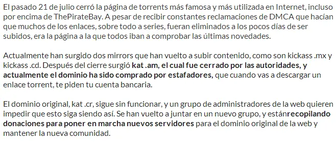 Kickass: Antiguos miembros hacen crowdfunding para reabrirla