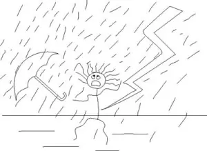 Test persona bajo la lluvia